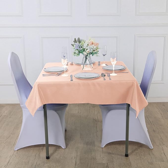 Cupuamon Square Tablecloth 52x52 inch Washable Polyester Fabric Table Cloth for Wedding Party Dining Banquet Decoration（52x52,Dusty Pink）