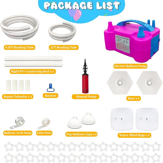 Balloon Arch Kit with Balloon Pump Electric, 8.2FT & 5FT Free Bending Balloon - Image 4