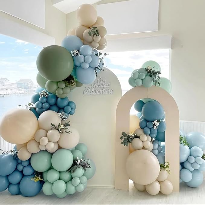 Dusty Blue Sage Green Balloon Arch Kit - Image 6
