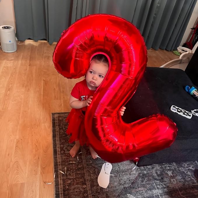 27 Balloon - Red Birthday Number Balloons, 40 Inch Decorations Men Women | Red - Image 7