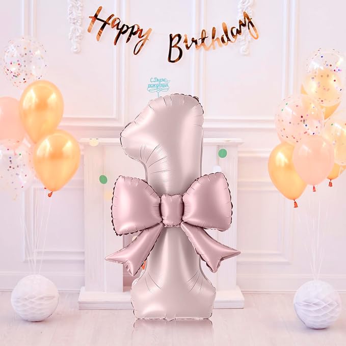 40 Inch Number 1 Balloon with Bow, Coquette Aesthetic Foil Balloon - Image 7