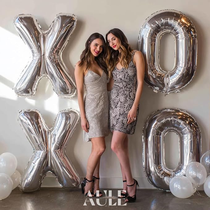 AULE 40 Inch Silver O Balloon Letter Foil A-Z Birthday Big Alphabet | Birthday - Image 2
