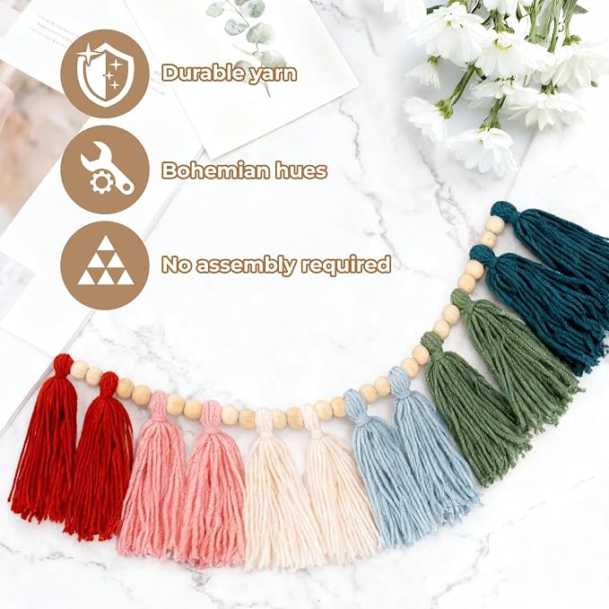RAINFLOW Tassel Garland with Wood Beads - Image 3