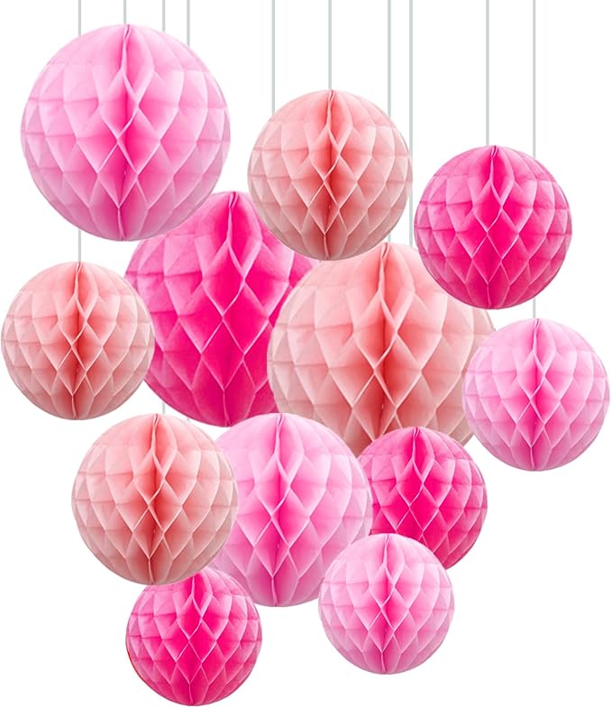 ZOOYOO 12Pcs 6" 10" Honeycomb Balls Decorations Hanging Tissue Paper Pom Poms by ZOOYOO