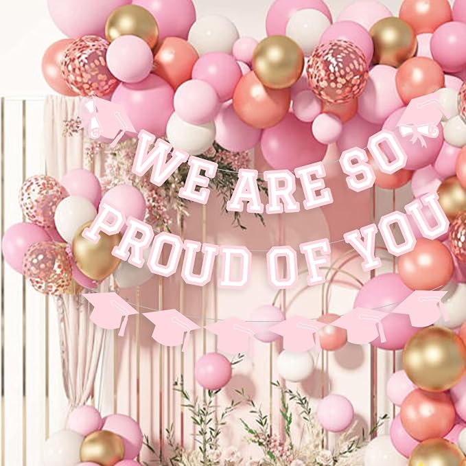 We Are So Proud Of You Banner Graduation Party Decorations Congrats Grad Cap - Image 3