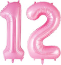 Pink Number 12 Balloons, Big Large Foil Number Balloons, Jumbo Giant Mylar by AIQINHU