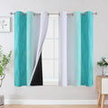Teal and Greyish White Blackout Curtains 45 Inch Length, Light Blocking by ESTELARTEXTILER