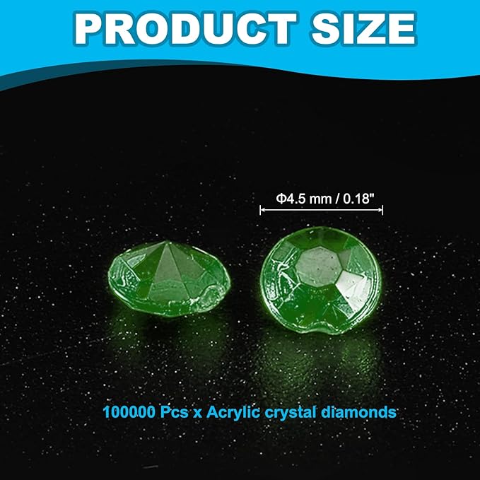 PATIKIL 10000 Pcs Wedding Table Scatter Confetti Crystals 4.5 mm Acrylic Diamonds Vase Fillers Gems for Table Centerpiece Decorations Party Vase Beads, Olive Green