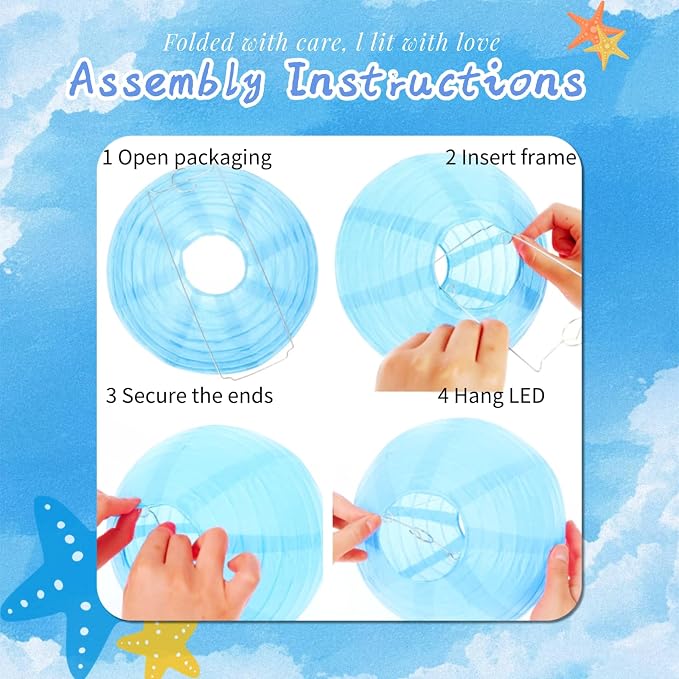 Light Blue Chinese Paper Lanterns - Image 7