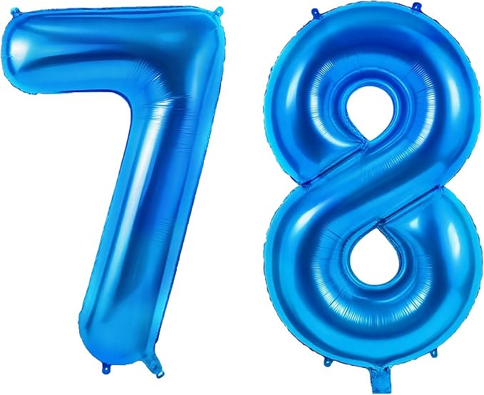 Number 78 Balloons for 78th Birthday Party Decorations, 0-100 Large No.78 by Joycard