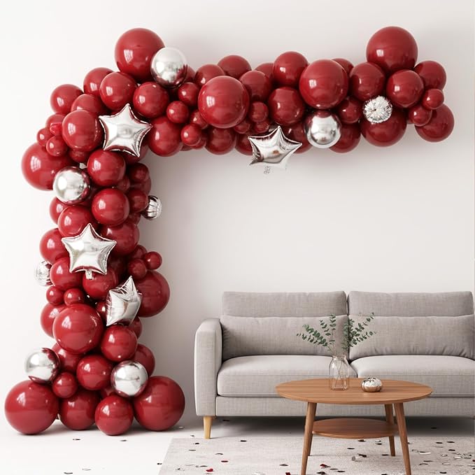 RUBFAC Ruby Red Balloons 65pcs, 12 Inch Dark Red Burgundy Party Balloon - Image 7