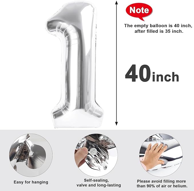 Large Number Balloons 40 Inch Silver 26 Balloon - Image 5