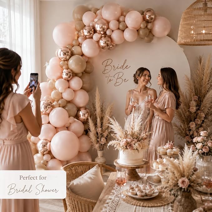 Boho Balloon Arch Double Stuffed Blush Nude Rose Gold Boho Balloon Garland Kit - Image 2