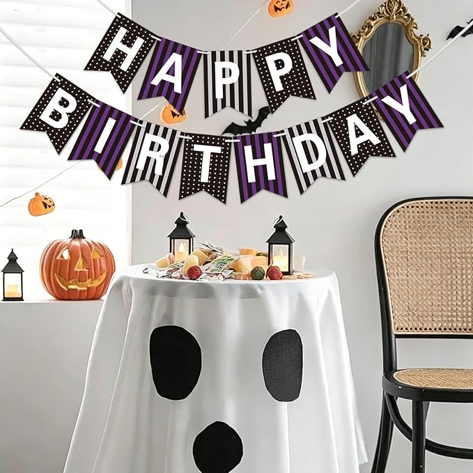 Happy Birthday Banner for Halloween Decorations Indoor - Image 3