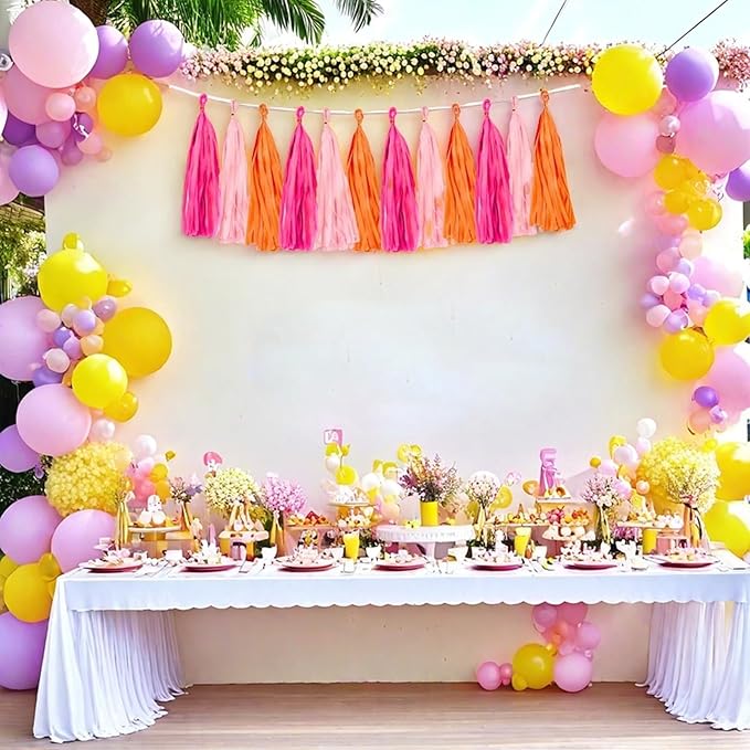 Rose red Pink and Orange Tassel Garland Banner Paper Tassels - Image 7