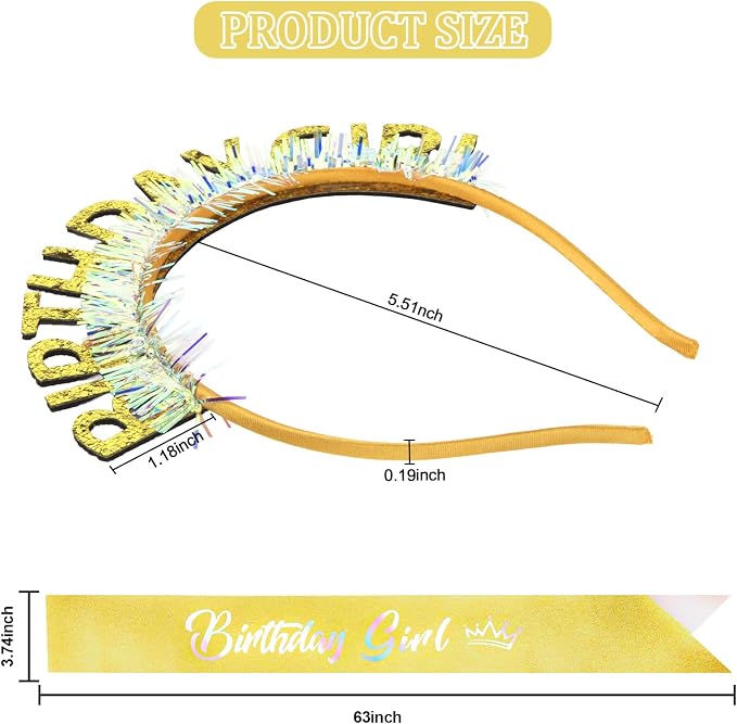 CIEHER Birthday Girl Headband Birthday Crown - Image 5