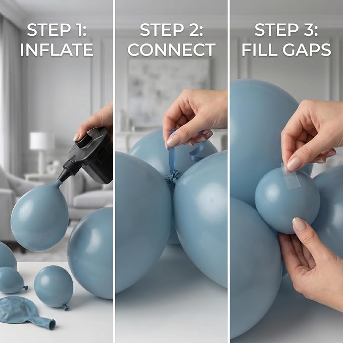 102pcs Different Sizes Dusty Blue Balloon Arch Kit, 18/12/10/5Inch Balloons | - Image 3
