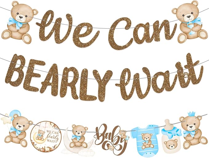 CANDY CHEF We Can Bearly Wait Banners Bear Baby Shower Banner Teddy Bear Baby - Image 2