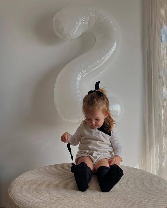 5 Balloon - White Birthday Number Balloons, 40 Inch Decorations Men Women | - Image 7
