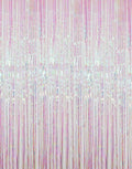 GOER 6.4 ft x 9.8 ft Metallic Tinsel Foil Fringe Curtains,Pack of 2 Party Streamer Backdrop for Unicorn Birthday,Graduation Decorations and New Year Eve (Iridescent)