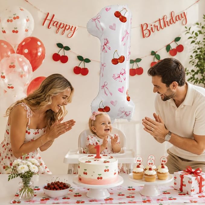 2nd Birthday Cherry Balloon, 40 Inch Number 2 DIY Pink Party Decor | Cherry - Image 4