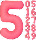 40 IN Fluorescent Red Number 5 Balloon Neon Red digital 5 Foil Balloon | by YOIOZAIZAI