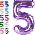Purple Number 5 Balloon 40 inch, Balloon numbers party supplies, deco photo by Upgesy