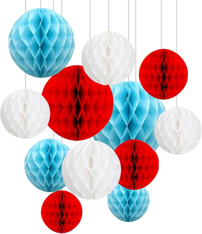 ZOOYOO 12Pcs 6" 10" Honeycomb Balls Decorations Hanging Tissue Paper Pom Poms by ZOOYOO