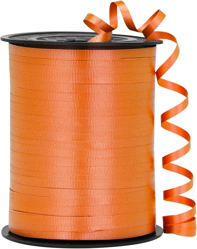 Orange Ribbon - 500 Yard Crimped Curly Orange Curling Ribbon by OMISELIO