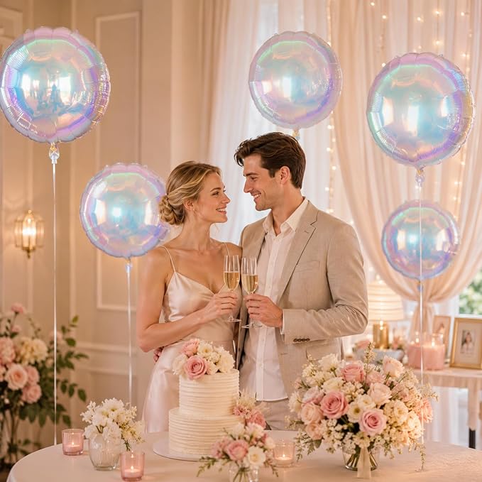 Iridescent Round Balloons, Anniversary, Baby Shower, Wedding and Disco Party - Image 8