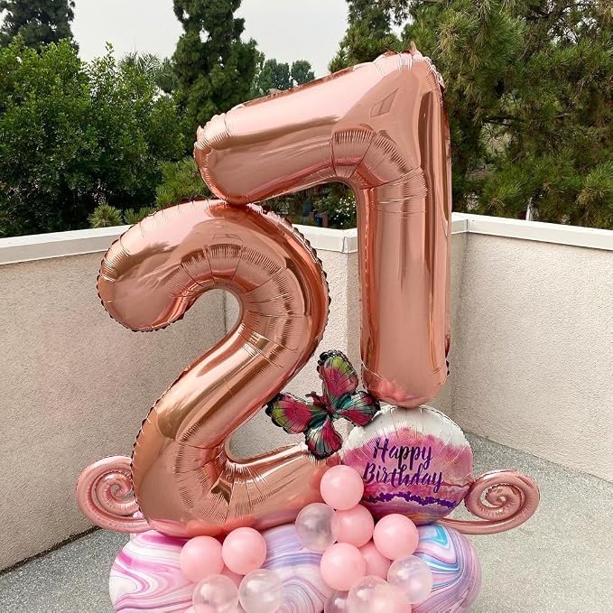Rose Gold 17 Number Balloons, 40 Inch Big Giant Jumbo 17 or 71 Balloon Numbers - Image 5