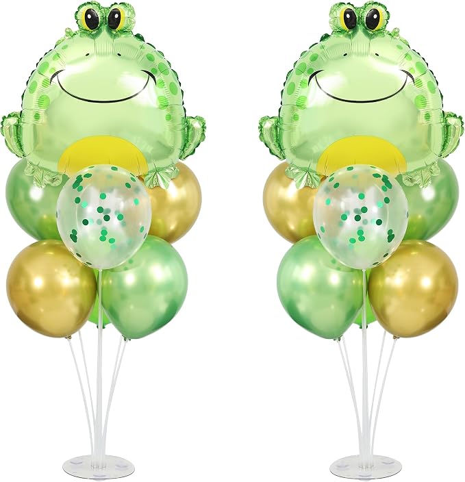 Frog Balloons Centerpieces for Tables 2 Sets, Frog Birthday Party Decorations by ZyloonDecoration