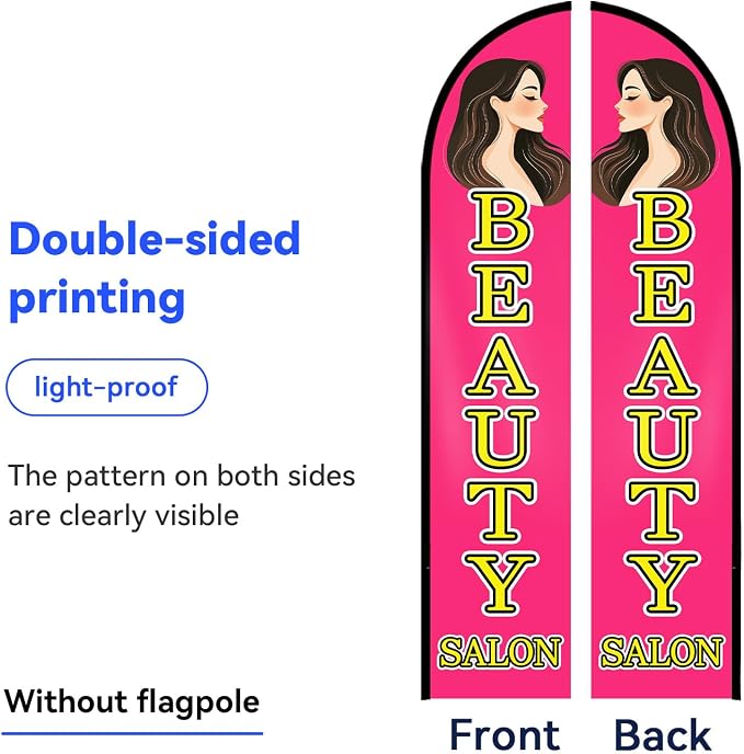 Beauty Salon Feather Flag, 11.2x2.3Ft, Advertising Banner - Image 4