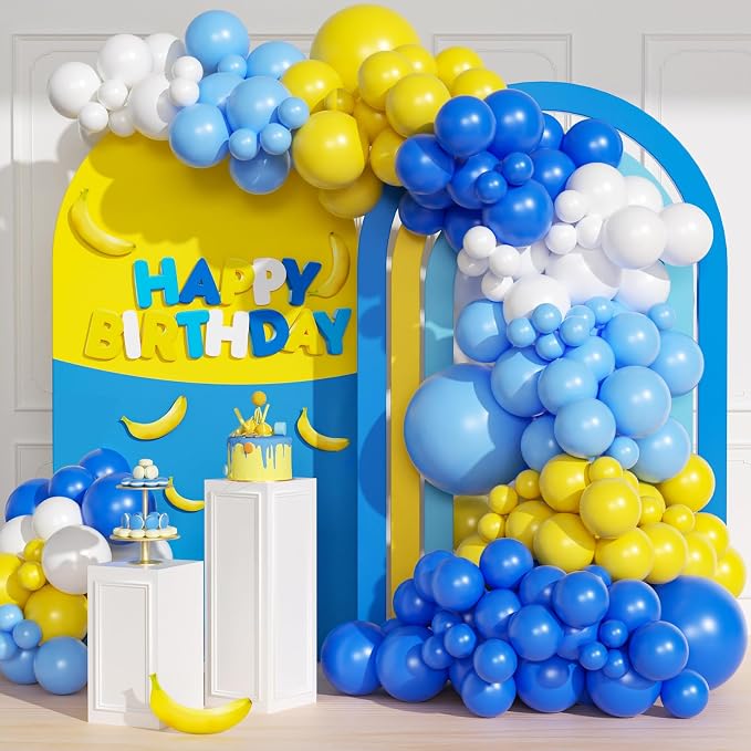 137pcs Blue and Yellow Balloon Arch Kit by BAUANOOY