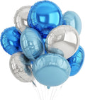 20PCS 18 Inch Round Foil Balloon, Light Royal Blue Silver Round Shaped Balloons by Paready