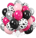 Cow Printed Balloons Pink and Black, Metallic Silver Pastel Hot Pink Black by Paready