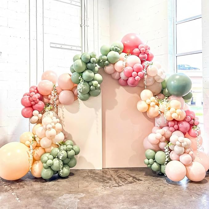 Sage Green Balloons for Boho Baby Shower Fairy Birthday Party Decorations | - Image 3
