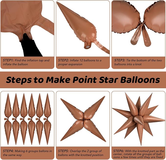 72 PCS Chocolate Color Star Balloons, Big 26 Inch Foil Balloons Explosion - Image 7