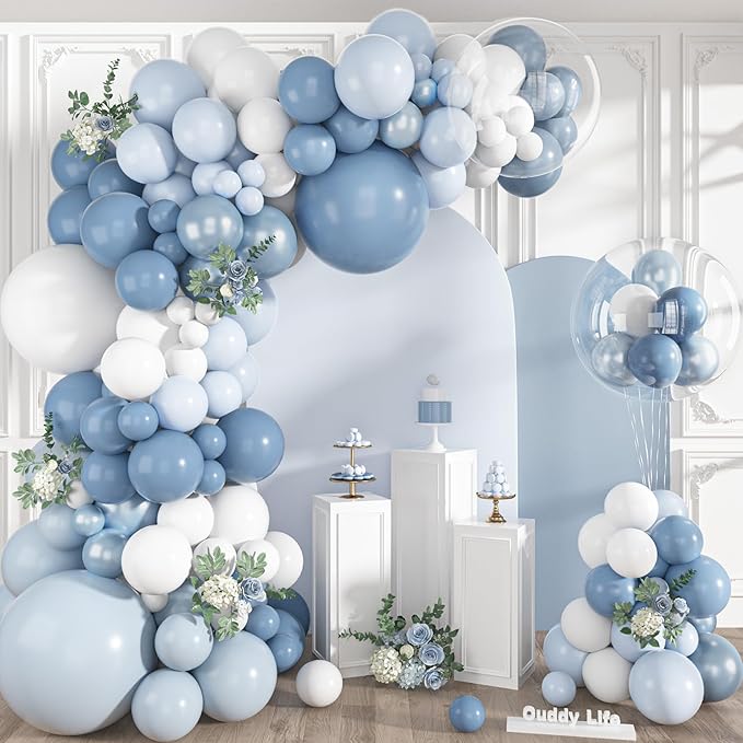 152Pcs Dusty Blue Balloons Arch Garland Kit Different Size | Light Blue and by OUDDYLIFE