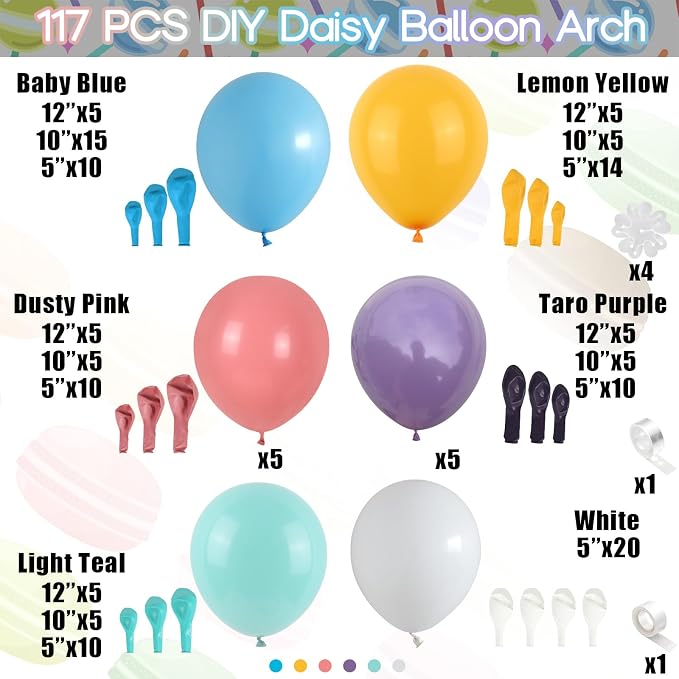 Balloon Garland Kit Blue Teal Dusty Pink, Different Sizes Balloons - Image 2