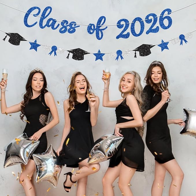Class of 2026 Banner Blue Graduation Decorations Prestrung 2026 Graduation - Image 6