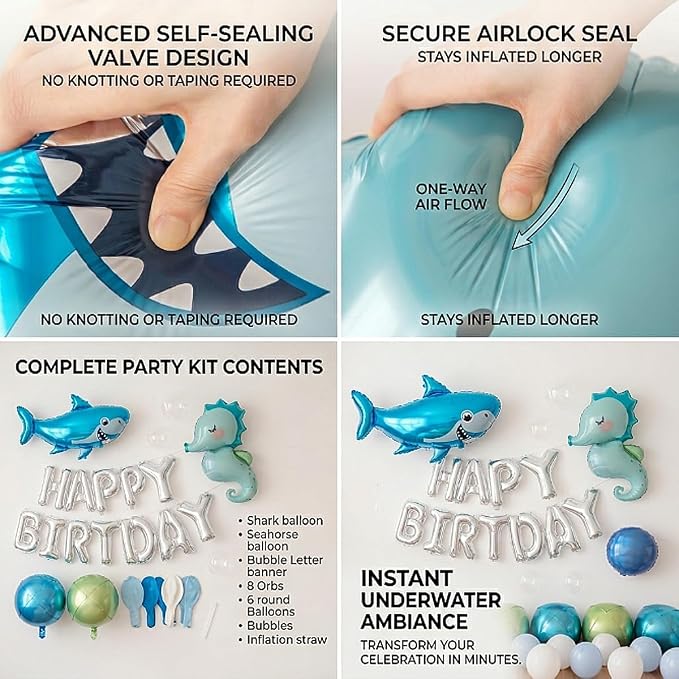 41 PCS Happy Birthday Under the Sea Foil Balloon Party Decorations Kit - Image 6