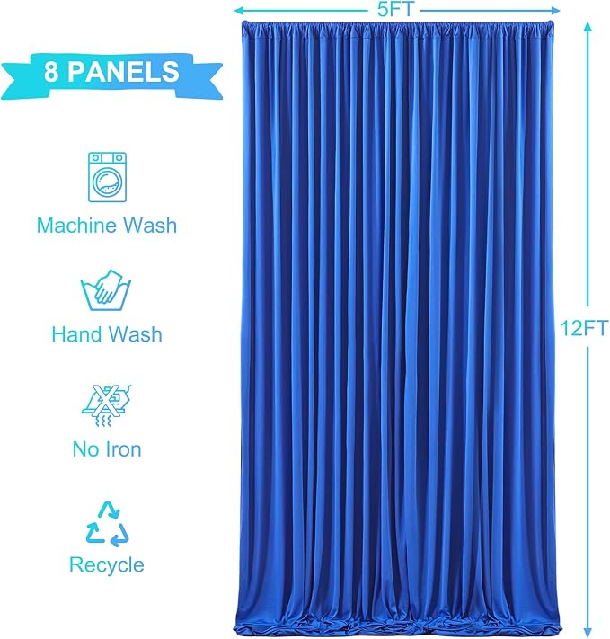 8 Panels Royal Blue Backdrop Curtains - Image 5