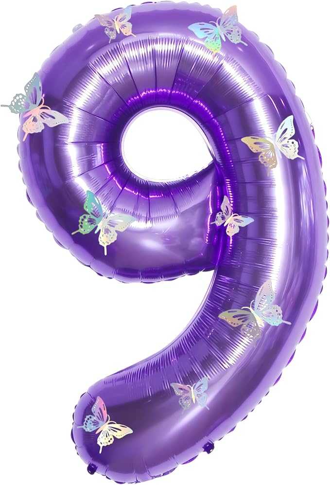 40 Inch Purple Number 9 Balloon by GLASNES