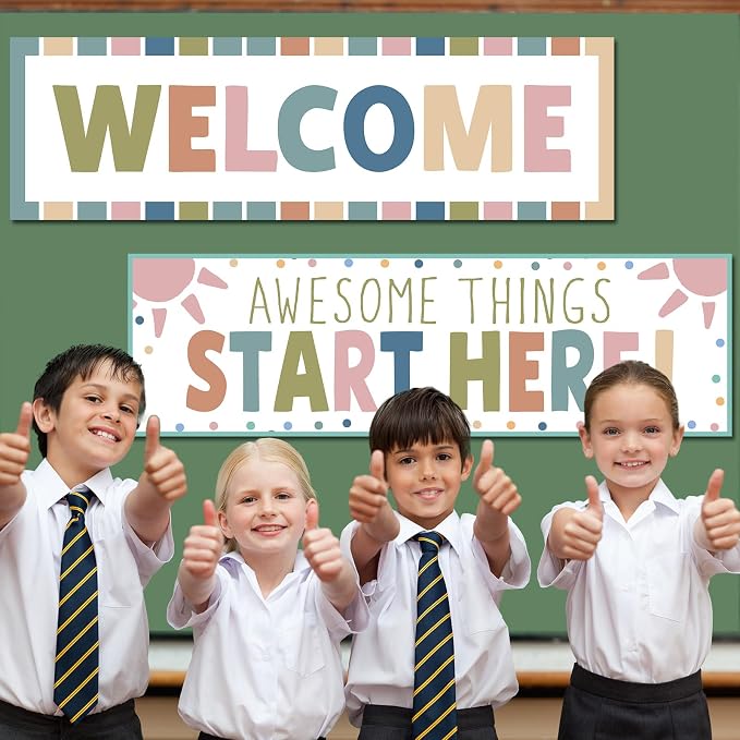 Boho Welcome Classroom Decorations Colorful Rainbow Awesome Things Start Here - Image 7