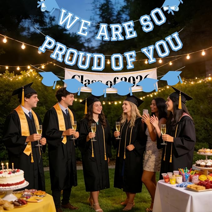 We Are So Proud Of You Banner Graduation Party Decorations Congrats Grad Cap - Image 5