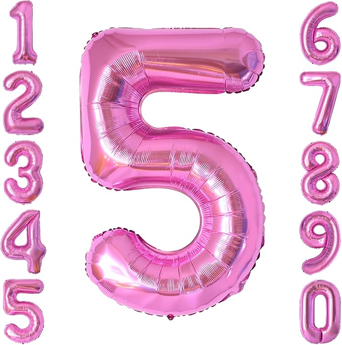 Pink Number 5 Balloon 40 Inch, Glossy Metallic Digit by Unknown
