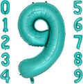 Teal Number 9 Balloons 40 Inch Large Turquoise Blue Foil Balloons by cocodino