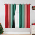 Red and Green Blackout Curtains 45 Inch Length, Full Room Darkening Ombre Drapes by ESTELARTEXTILER