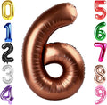 40 Inch Brown Number 6 Balloon Birthday Party Decorations by Hadoife